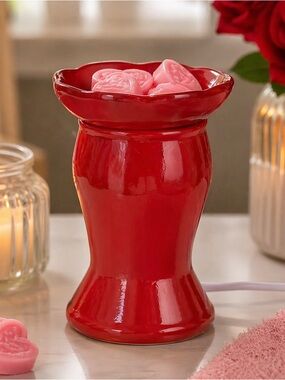Red Electric Wax Warmer Tart Burner Ceramic Oil Diffuser Valentine Decor New